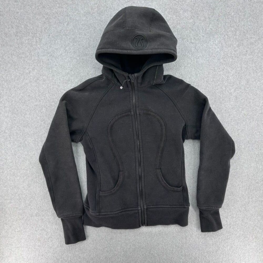 Lululemon Scuba Hoodie Sweatshirt Women's 6 Black Full Zip Fleece Lined